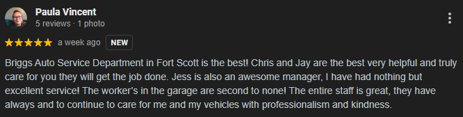 Briggs Ford of Fort Scott - Google Review 1